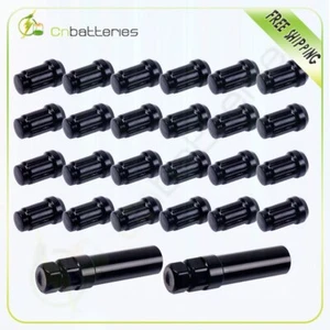 24 Black M12x1.5 l Wheel Lug Nut 1.37'' For Toyota Camry Land Cruiser + 2Keys - Picture 1 of 9