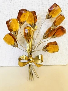 Broche vintage grande de plata esterlina Vermeil Trembler ramo - Imagen 1 de 6