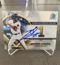 Jackson Chourio Autograph Signed 2023 Bowman Chrome Scouts Top 100 BTP-1