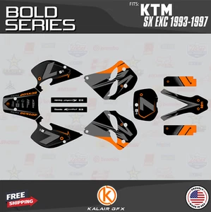 Kit de gráficos para KTM 250SX, 250EXC, 300EXC, 360EXC (1993-1997) NEGRITA-NARANJA - Imagen 1 de 6