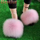 Max Large Xxl Real Fox Fur Slides Womens Ladies Sliders Slippers Sandals Shoes