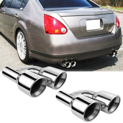 2.5" Entrada Quad 4" Salida Doble Punta de Escape Doble Pared Inclinada Corte Para Nissan Máxima Foto 1 de 4