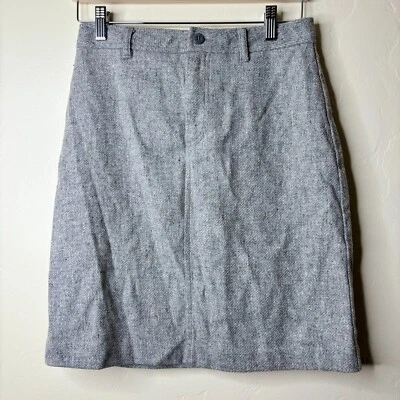Falda J Crew Para Mujer Talla 4 Gris Claro Mezcla Lana Tweed Lápiz Carrera Corpcore Foto 1 de 4