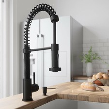 Matt Black Pull Out Sprayer Kitchen Sink Faucet Single Hole Swivel  Mixer Tap