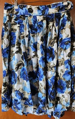 Saia social plissada Grace Elements feminina azul estampa floral tamanho 16 bolsos novos com etiquetas! - Imagem 1 de 4