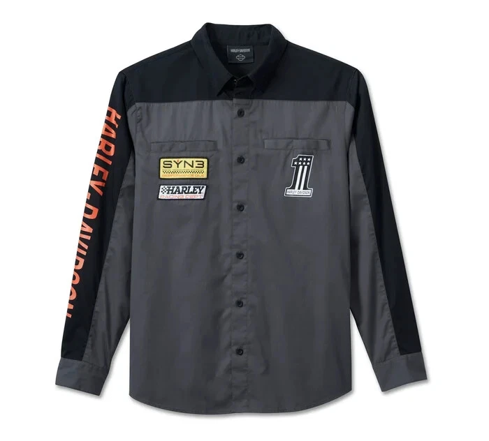 Harley-Davidson Men's #1 Victory Colorblock Long Sleeve Shirt 96071-24VM (5XL)