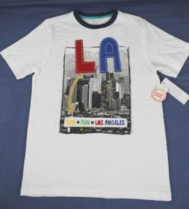Boys Los Angeles T Shirt Size 10 - 12 Large LA Graphic Tee Sun Fun California - Picture 1 of 2