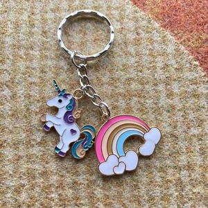 Cute Unicorn And Rainbow 🌈 Keychain. Keyring. Gift - Picture 1 of 4