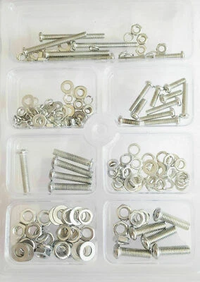 Set of Assorted Zinc coated Full Thread Bolts Nuts, Washers & Spring Washers