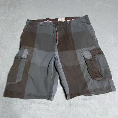 Vintage OP Ocean Pacific Cargo Shorts Mens 38 Checker Plaid Brown 90s Skater — 第 1/4 张图片