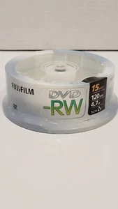 NEW Fujifilm DVD-RW 15 Pk Rewritable Blank Video Discs 120 min 4.7GB 2x - Picture 1 of 5