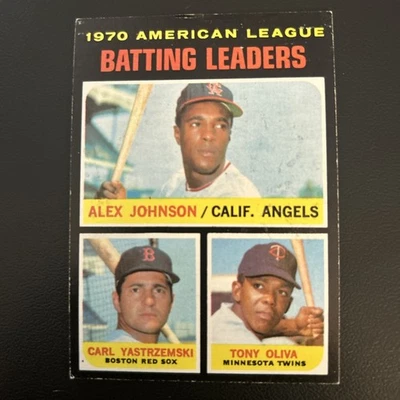 1971 Topps - Líderes de la Liga Carl Yastrzemski, Tony Oliva, Alex Johnson #61 Foto 1 de 2