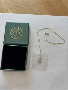 14K-Diamant-S Anhänger 20 Zoll Halskette-CMN706-14K-S-20 - Bild 1 von 5