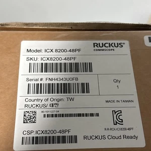 **NEW** Ruckus ICX 8200-48PF Poe+(740 Watt)Switch 48 Port 1 GbE + 4X 10 GbE SFP - Picture 1 of 3