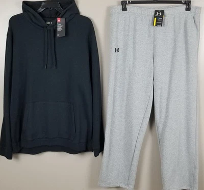 UNDER ARMOUR COLDGEAR SWEATSUIT HOODIE + PANTS BLACK GREY NEW (SIZE 3XL / 2XL) - Image 1 of 4