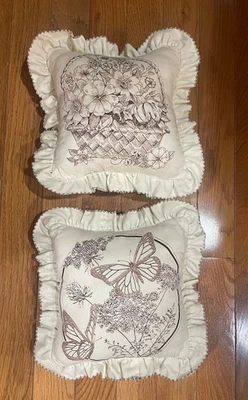 2 Vtg Decorative Pillows  Brown Cranston Picture Book Small Cottage Core  - Image 1 of 4