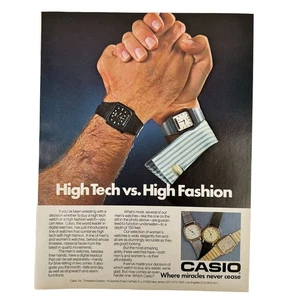 Casio Wrist Watch High Tech vs High Fashion Vintage Magazine Print Ad 1983 - Picture 1 of 1