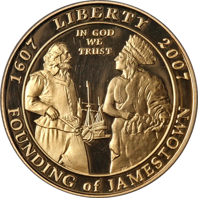 2007-W Jamestown Commem Gold $5 PCGS PR69 DCAM Vault Collection - STOCK - Image 1 of 4