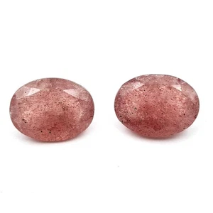 Natural Cherry Quartz Oval Cut Loose Gemstone Lot 2 Pcs 15*20 MM 28.65 CT - Bild 1 von 4