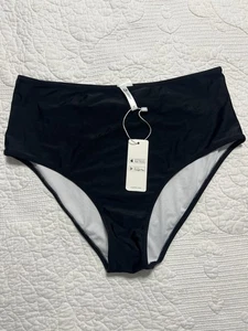 Parte inferior de bikini de natación Cupshe para mujer grande negra de nailon elástica cintura alta nueva 373 - Imagen 1 de 6
