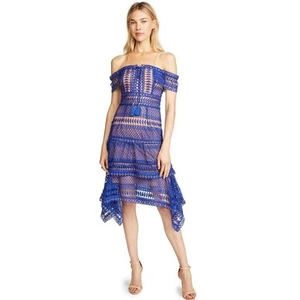 Thurley Skyfall Crochet Lace Asymmetrical Hem Dress Size 2 NWT Blue - Picture 1 of 9