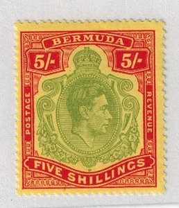 Bermuda 1943 KG VI SG 118d 5/- Pale Green & Red on Pale Yellow P14 MVLH GEM - Picture 1 of 3