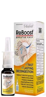 T-Relief ReBoost спрей для противоотечного лечения нескольких симптомов простуды гриппа срок годности: 04/2027 - Изображение 1 из 3