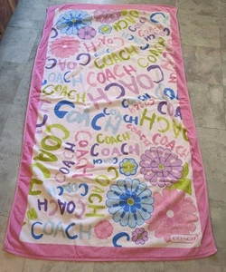 *COACH* Strandtuch 100% Baumwolle bunt Blumenmuster rosa große Größe 39x66" - Bild 1 von 10