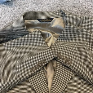 Brooks Brothers Men's 3-Button Wool Black Tan Houndstooth Suit Jacket 48R - Picture 1 of 12