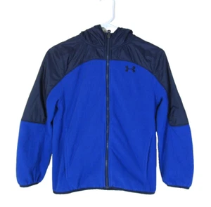 UNDER ARMOUR COLD GEAR Youth Small Zip-up Hooded Fleece Jacket Blue & Black - Bild 1 von 5