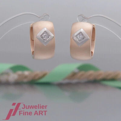 CHRIST Ohrringe-Creolen mit je 1 Brillant (Diamant) ges. 0,07ct - 14K/585 Gold - Bild 1 von 4