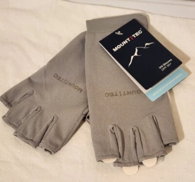 NWT Mount Tec Grey Sports Cycling UV Gloves Med Fingerless Touch Screen  - Image 1 of 4