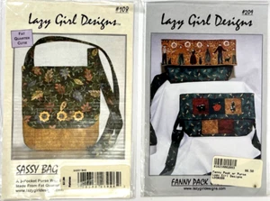 Lazy Girl Designs 2 Sewing Patterns Handbag #108 and #209 Sassy Purse Fanny Pac - Picture 1 of 5