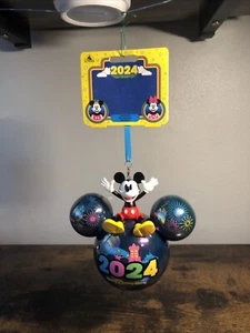 2024 Walt Disney World 4 Parks Mickey Mouse Icon Glass Ball Ear Ornament New! - Picture 1 of 8