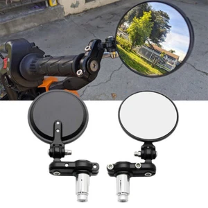 Juego de espejos retrovisores redondos CNC negros de 7/8" personalizados para barra de mango extremo motocicleta - Imagen 1 de 12