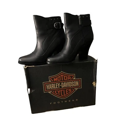 Botas de cuero Harley Davidson para mujer negras Noir Abriana de tacón alto talla 10 Foto 1 de 4