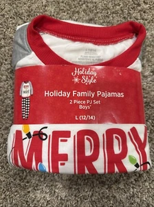 Holiday Style Family Pajamas Boys' 2 Piece Set L (12/14) Merry Bright Plaid- NEW - Picture 1 of 11