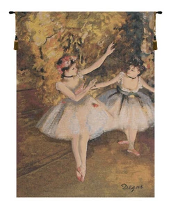 Tapiz belga de dos bailarines en escenario Degas | Arte de pared tejido jacquard - Imagen 1 de 4