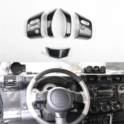 For Toyota FJ Cruiser 2007-2013 2014 Steering Wheel Control Cover Carbon Fiber — 第 1/4 张图片