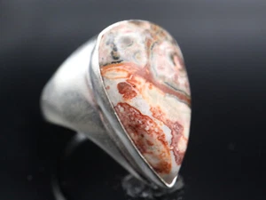 GOLDJUNGE69 GW LEOP. JASPS; TROPFEN BREIT- EDELSTEIN SILBER-RING (19,1) HANDMADE - Bild 1 von 6