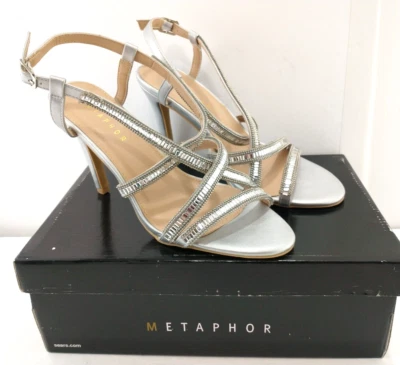 Zapato de vestir con tiras Metaphor para mujer Emperatriz talla 8M plateado con pedrería NUEVO Foto 1 de 4