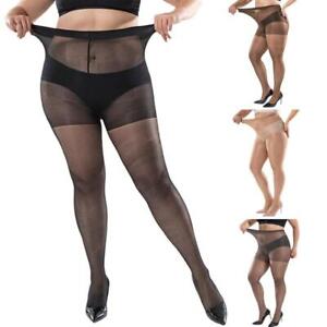 Women Plus Size Control Top Tights 40D Sheer Summer Thin High Elastic Pantyhose