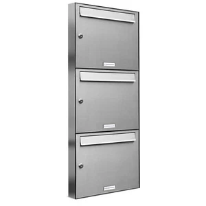 3er Premium Edelstahl Briefkasten Anlage für Außen Wand Design Postkasten 1x3 S - Bild 1 von 4