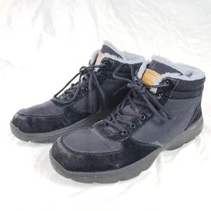 Quatchi schwarze Stiefel grau Kunstfell gefüttert Winter Wanderstiefel Herren Größe 11 EU 44 - Bild 1 von 12