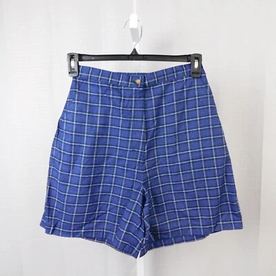 Bermudas de colección Karen Scott mezcla de seda frente plano - 10, azul a cuadros #1832 Foto 1 de 4
