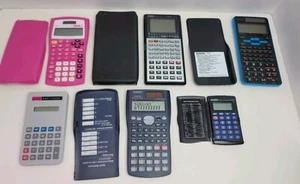 6 Calculator Lot Sharp W535TG Casio FX-300MS 7000GA Texas Instruments TI-30XIIS - Picture 1 of 23
