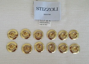 Made in Italy Set Of 12 Gold-Toned 22mm Replacement Buttons 4 holes. - Picture 1 of 5