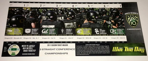 OREGON DUCKS FOOTBALL 2011 SEASON TICKETS UNCUT PHOTO SHEET ROSE BOWL SEASON Cover