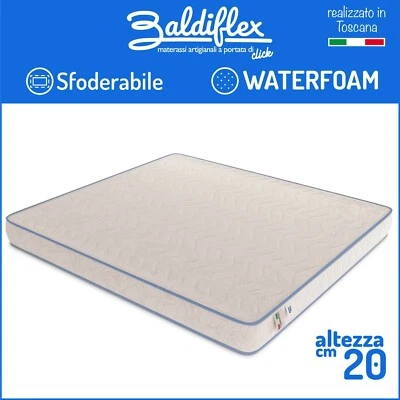 MATERASSO WATERFOAM POLIURETANO H 20 CM ORTOPEDICO BASIC SFODERABILE ANALLERGICO - Immagine 1 di 4