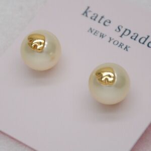 KATE SPADE JEWELRY UNIQUE GOLD-TONE UNIQUE Heart Stud PEARL EARRINGS FOR WOMEN